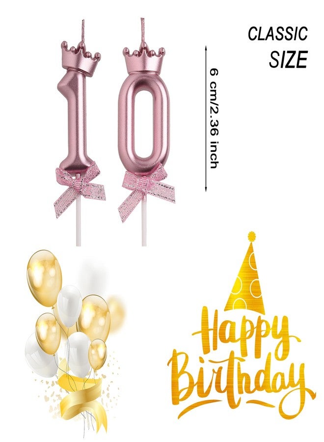 AOOLADA 10th Birthday Candles, Rose Gold 10 Year Old Number Birthday Candles for Boys Girls, Happy Birthday Party Decorations Cake Topper Gifts for 10th Wedding Anniversary Celebration - Image 2